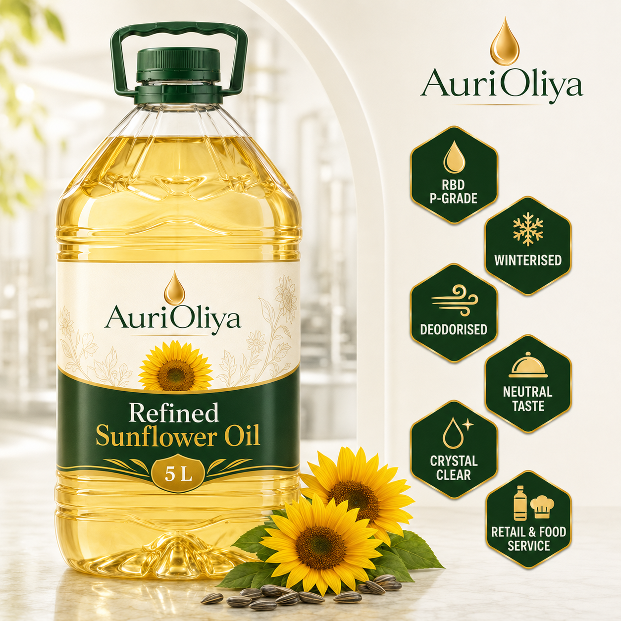 5L bottle of refined sunflower oil
