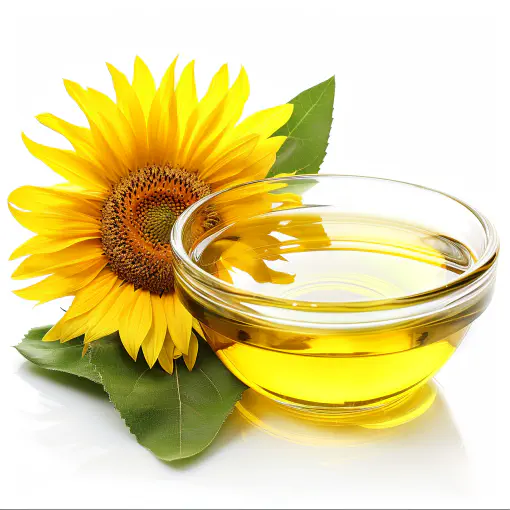 Sunflower oil with sunflower flower